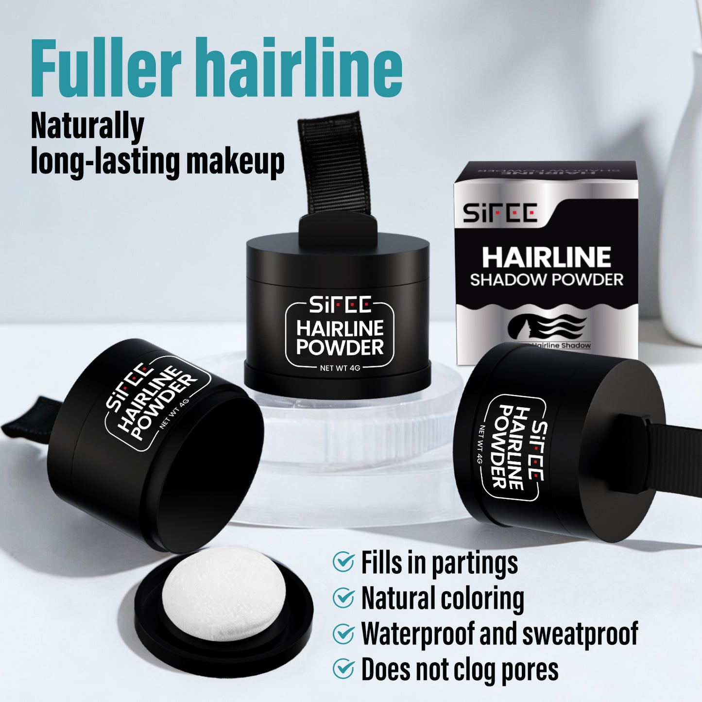 Waterproof and non shedding hairline powder